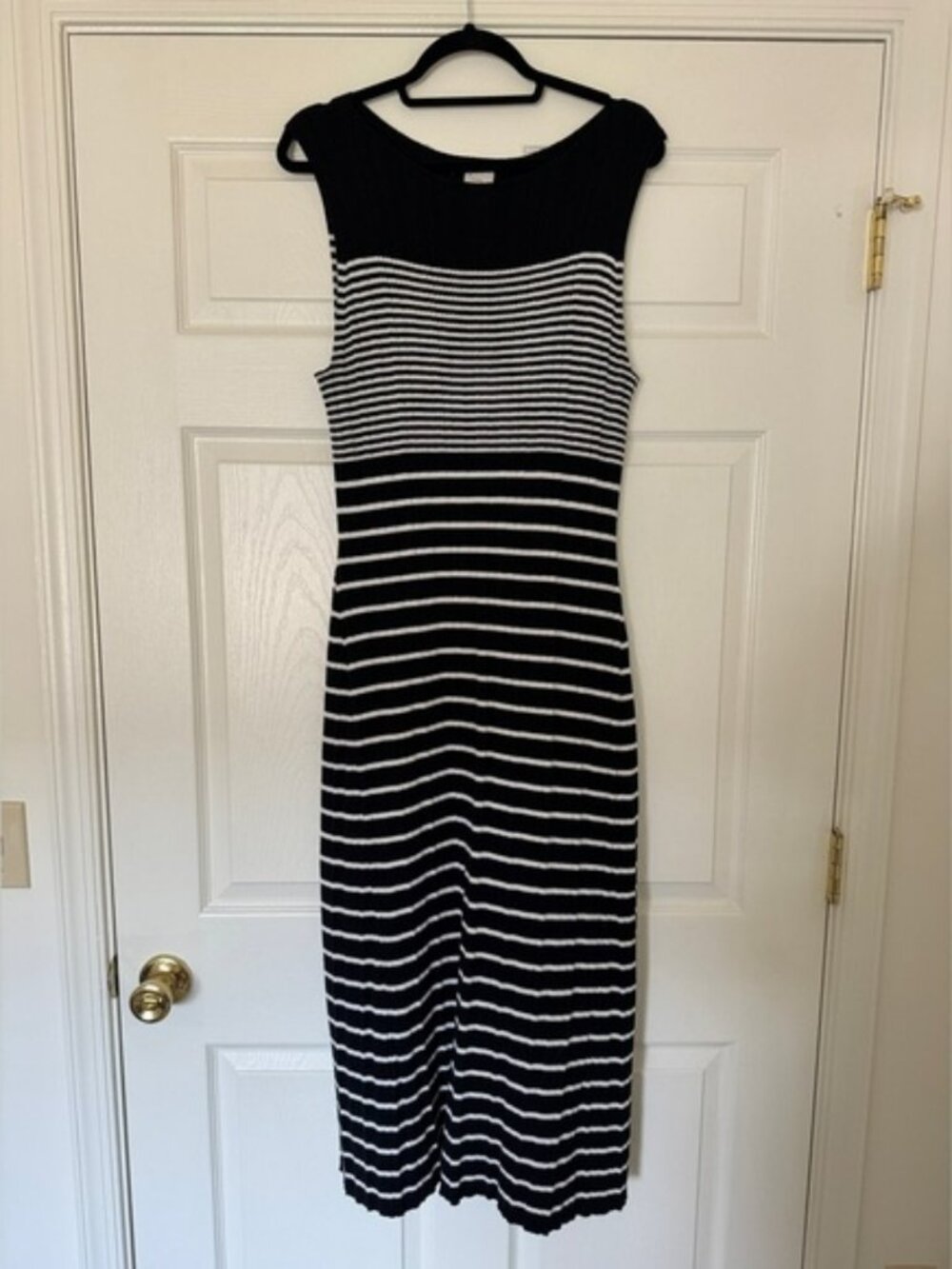 A New Day Black & White Striped Midi Dress | Sleeveless Stretch Knit XXL